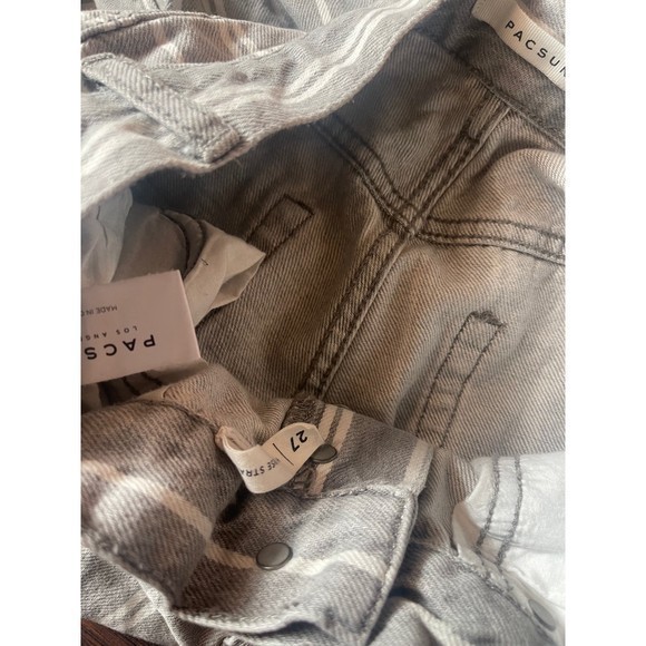PacSun Gray Double Stripe High Waisted Woman's Straight Leg Jeans- SZ 27 - Picture 7 of 7